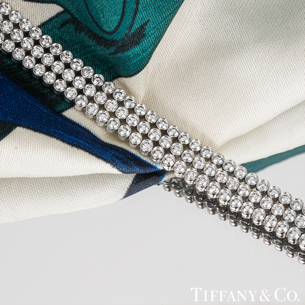 Tiffany & Co. Platinum Diamond Jazz Three-Row Bracelet